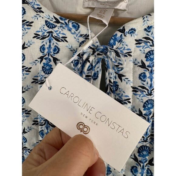 Caroline Constas Linen blend floral quilted jacket cottage core sz M - Picture 4 of 7